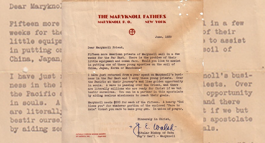 72-Year-Old Maryknoll Fundraising Letter Found