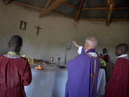 Father Schoellman at Mass